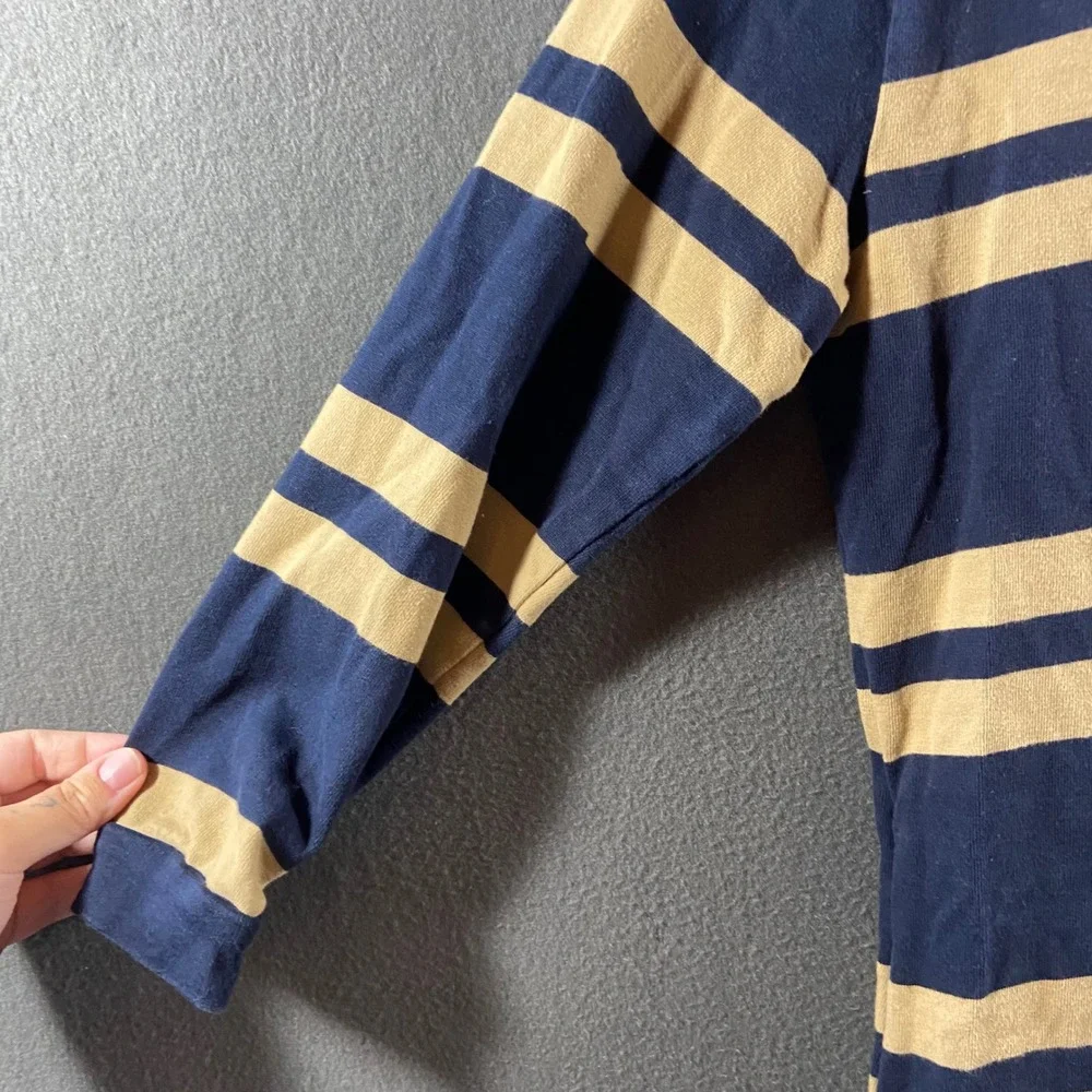 Vintage 90s Y2K Old Navy Rugby Shirt Striped Heavyweight Cotton Long Sleeve